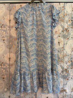Pinch Blue and White Striped Flutter Sleeve Dress